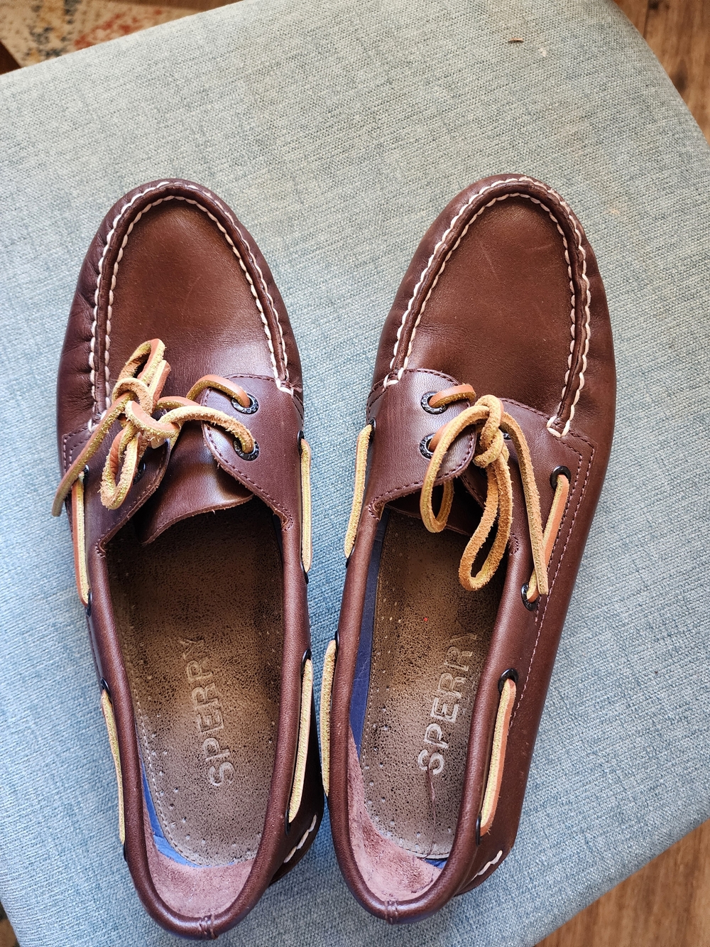Sperry Brown Leather Two-Eye Boat Shoes with  Leather Laces